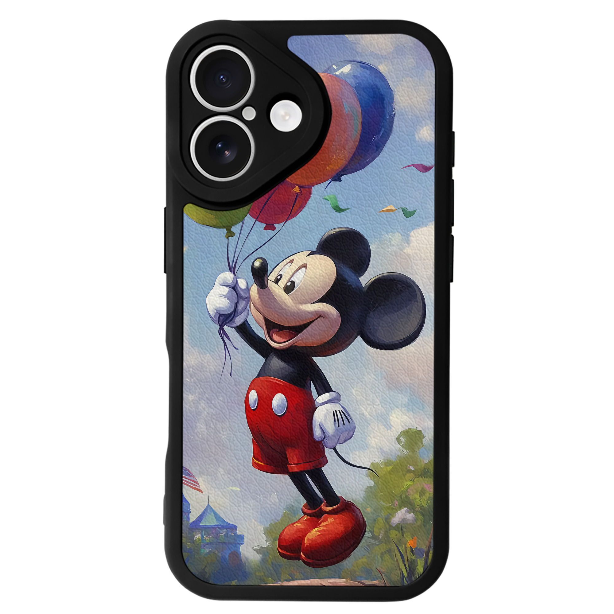 （画像用） ミッキーマウス Mickey Mouse 【iPhone 16シリーズ対応】シリコンスマホケース（レザー調） 材質：シリコン